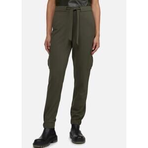 New Badgley Mischka Women's L Olive Green Jogger Pants Cargo Belt Comfy Everyday